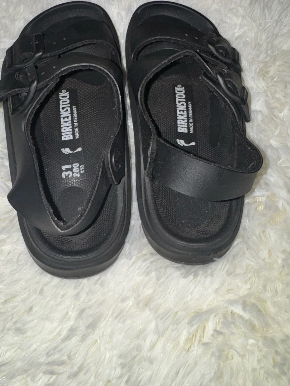 Kids Black Adjustable Double-Buckle Sandals